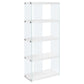 White Clear Particle Board Tempered Glass Bookcase By Homeroots - 333149 | Bookcases | Modishstore