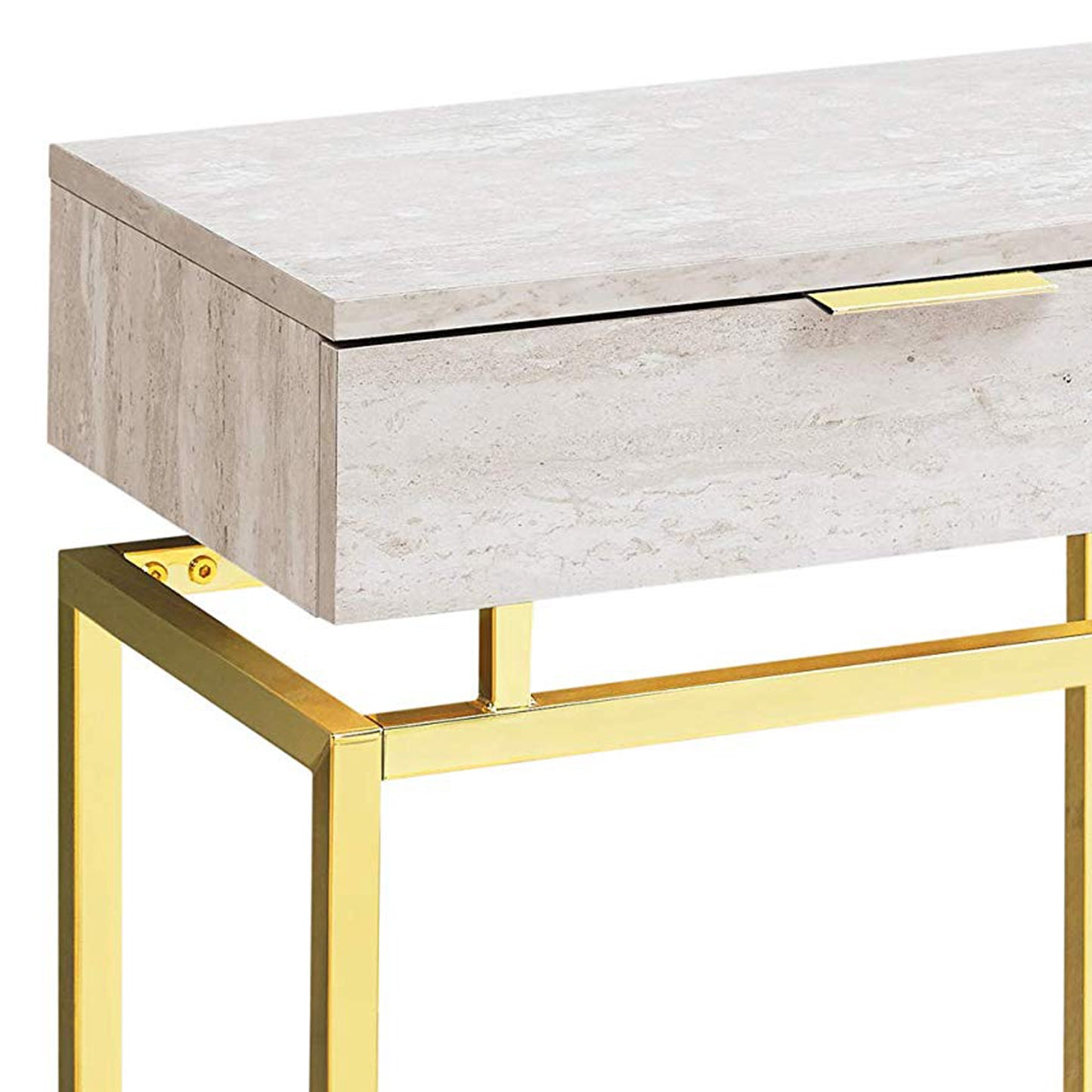 23" Gold And Beige End Table With Drawer By Homeroots | End Tables | Modishstore - 5