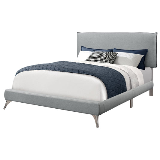 Grey Foam Solid Wood Linen Queen Size Bed By Homeroots - 333308 | Beds | Modishstore
