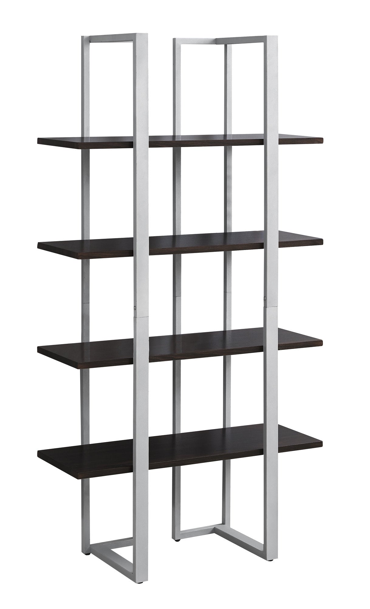 Cappuccino Silver Mdf Metal Bookshelf By Homeroots | Bookcases | Modishstore