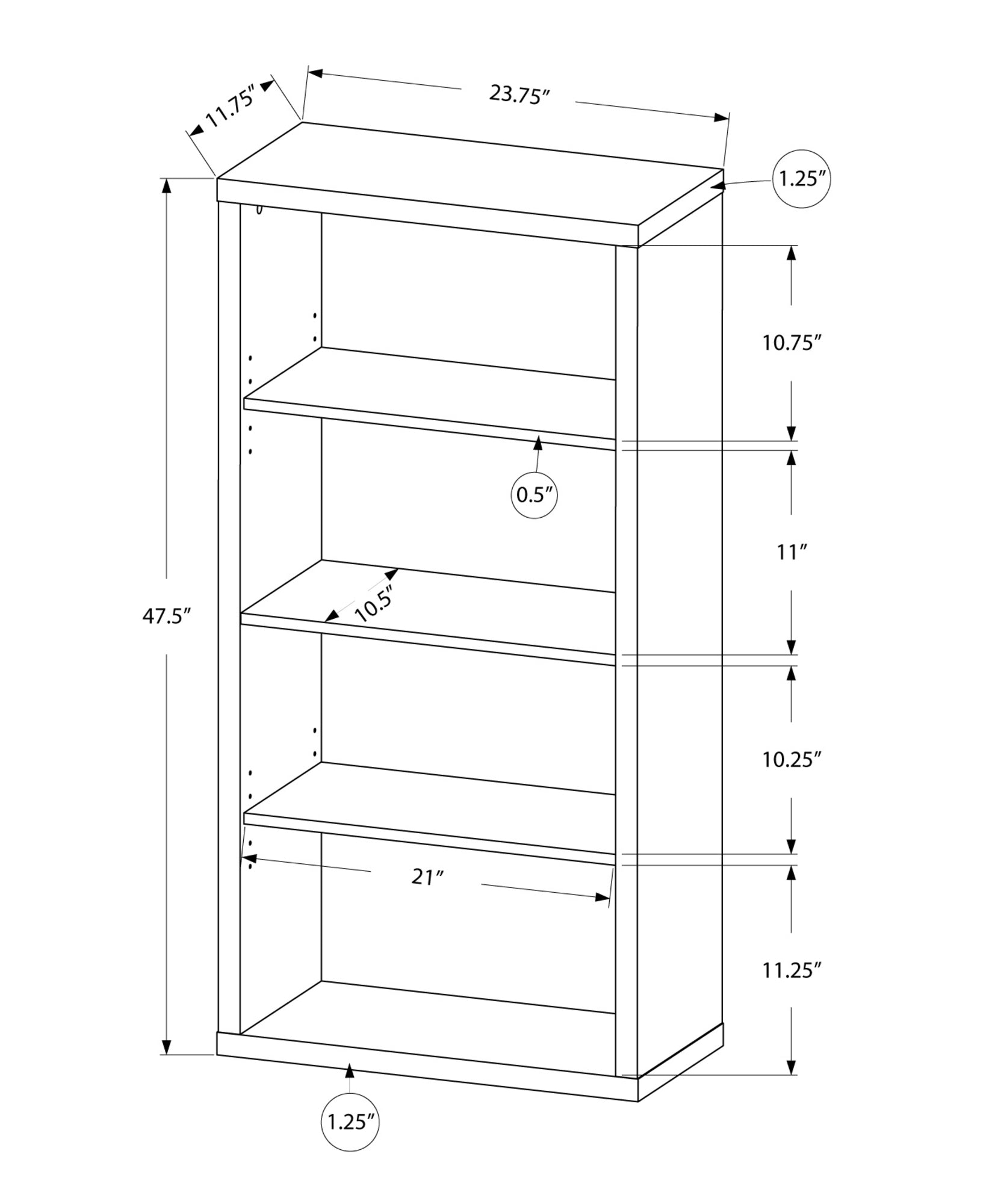 Adjustable Bookshelf By Homeroots | Bookcases | Modishstore - 15
