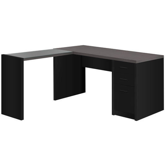 Black Clear Grey Particle Board Hollow Core Computer Desk By Homeroots | Desks | Modishstore