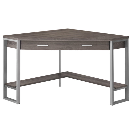 Dark Taupe Silver Particle Board Hollow Core Metal Computer Desk By Homeroots - 333554 | Desks | Modishstore