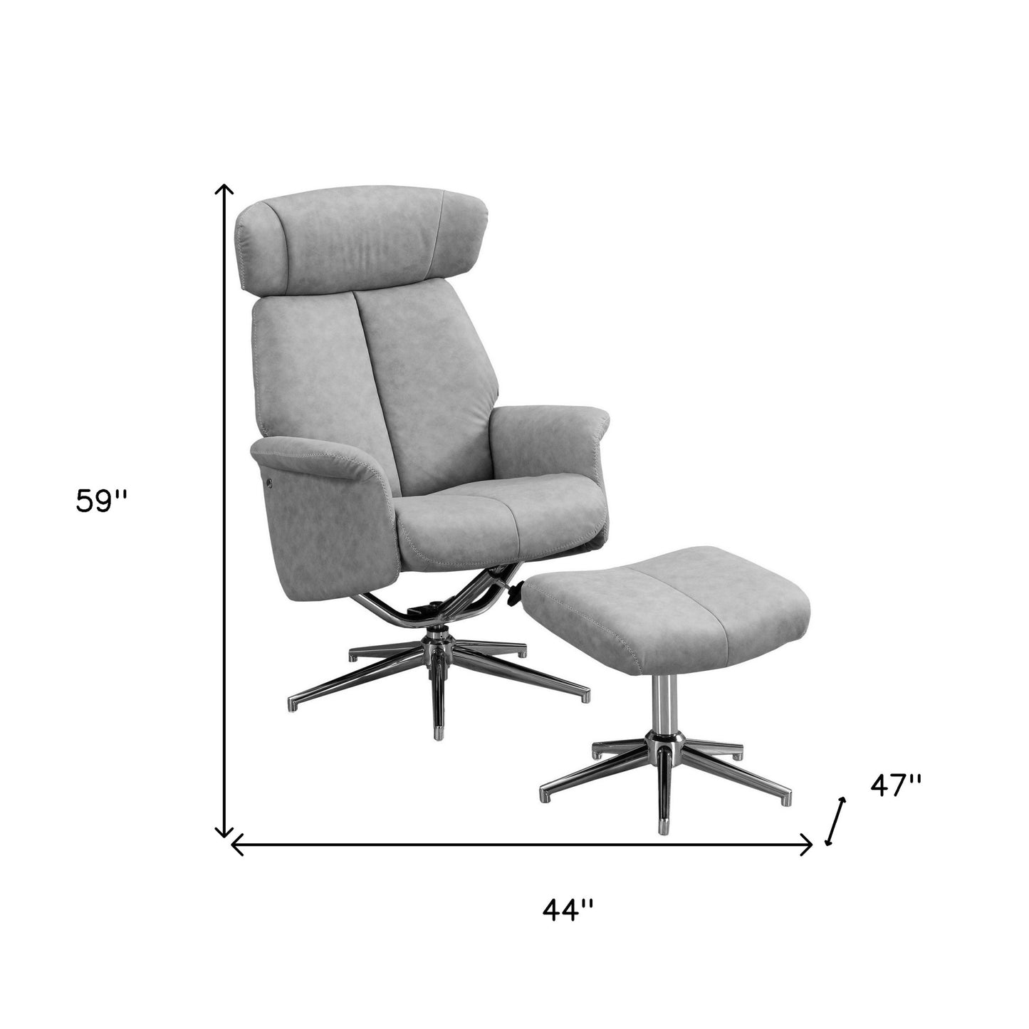 Grey Finish Foam and Metal Swivel Reclining Chair with Adjustable Headrest By Homeroots | Office Chairs | Modishstore - 4