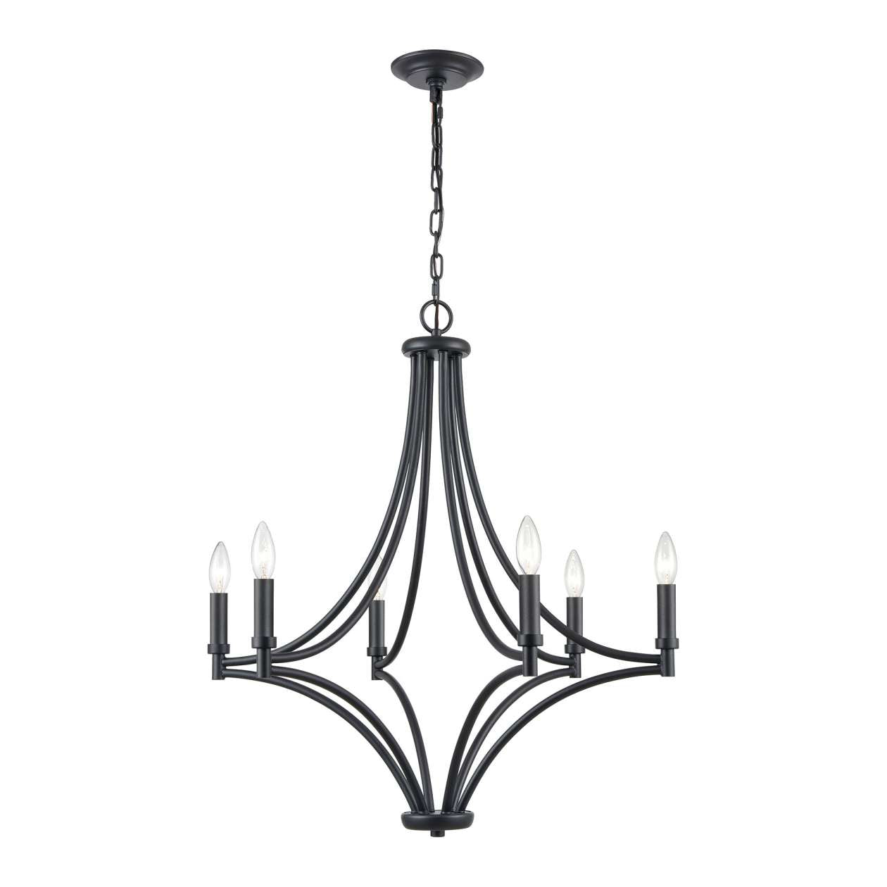 Spanish Villa 6-Light chandelier in Charcoal / Candle covers: Charcoal, Satin Brass, Satin Nickel ELK Lighting | Chandeliers | Modishstore