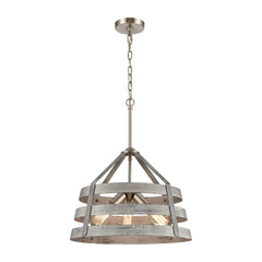 Brigantine 3-Light chandelier in Weathered Driftwood / Satin Nickel ELK Lighting