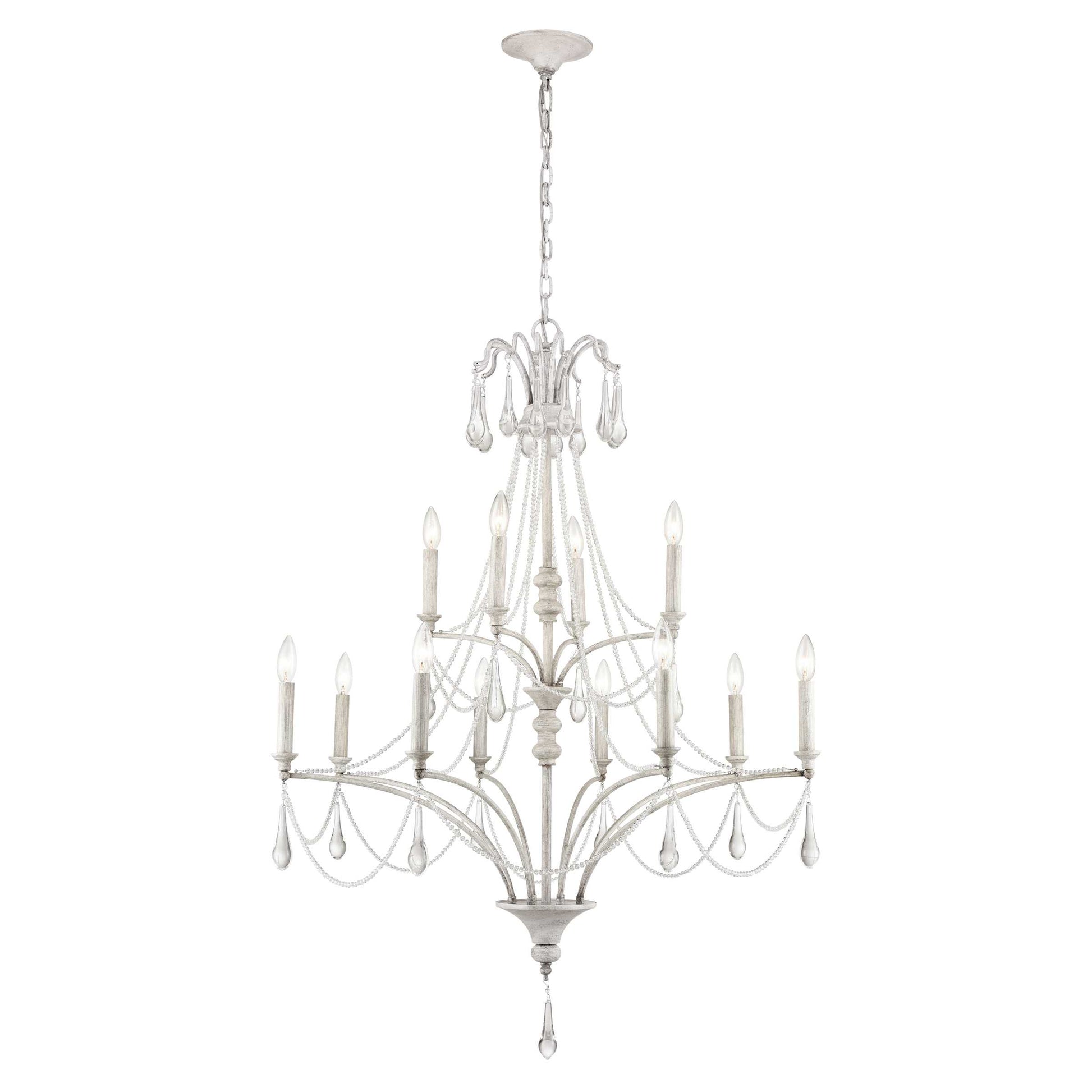 French Parlor 36'' Wide 12-Light Chandelier - Vintage White By ELK |Chandeliers |Modishstore 