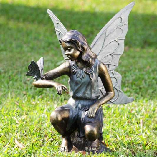 Grace Garden Sculpture Fairy and Butterfly By SPI Home | Garden Sculptures & Statues | Modishstore