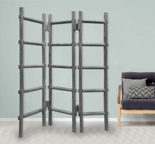 Gray Wood Blanket Rack Screen By Homeroots | Room Dividers | Modishstore - 2