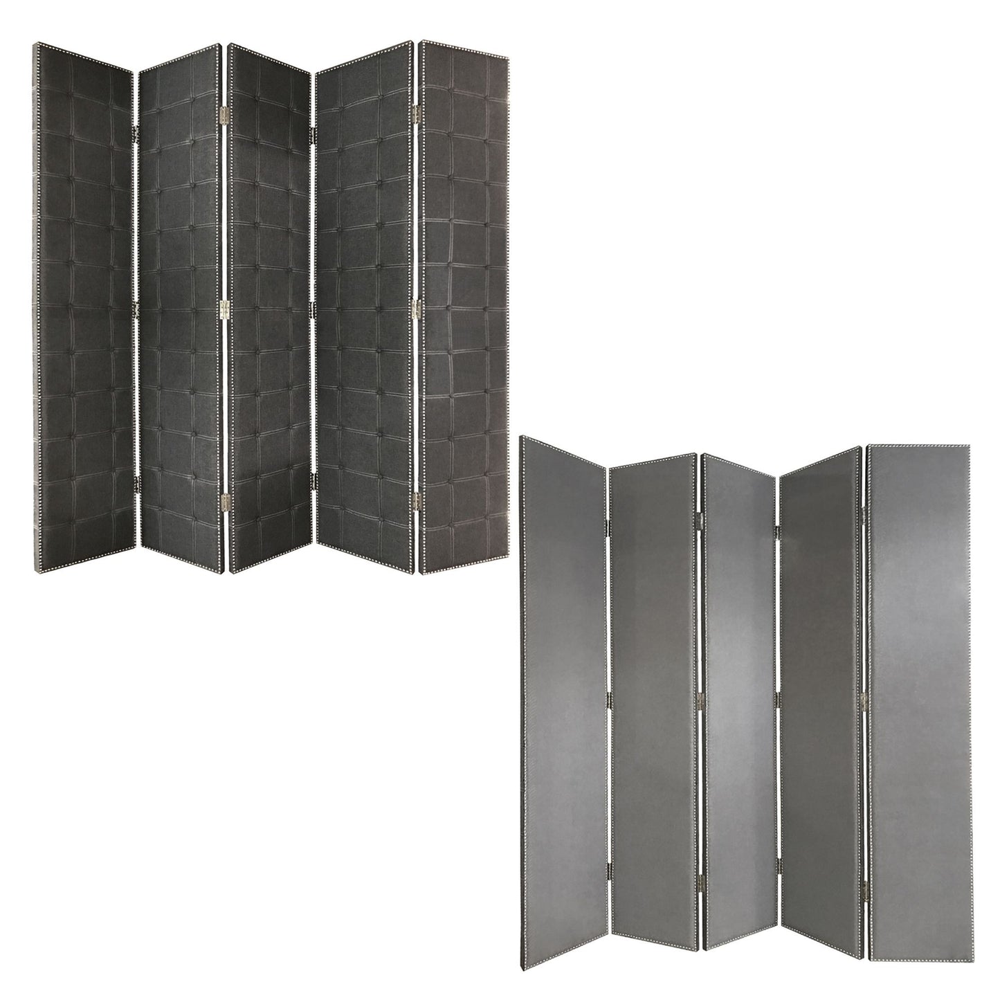 Gray Fabric And Wood Double Sided Screen By Homeroots | Room Dividers | Modishstore - 3