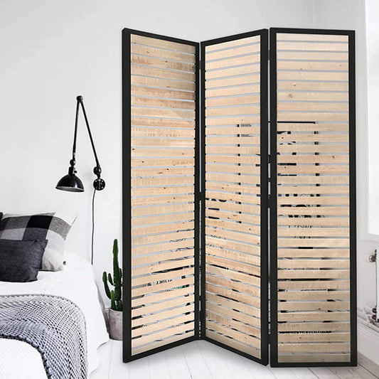 Natural Brown Wood And Metal Screen By Homeroots | Room Dividers | Modishstore - 2
