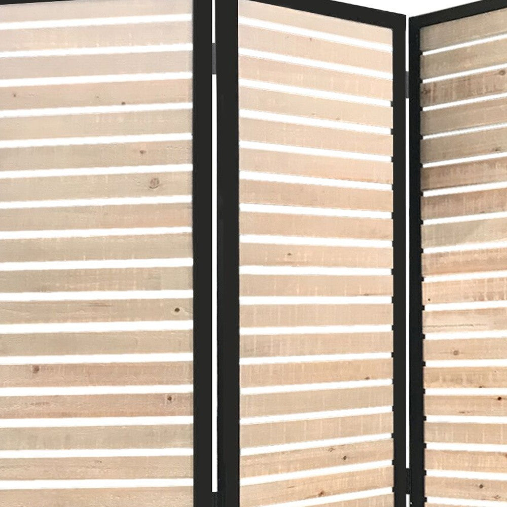 Natural Brown Wood And Metal Screen By Homeroots | Room Dividers | Modishstore - 5