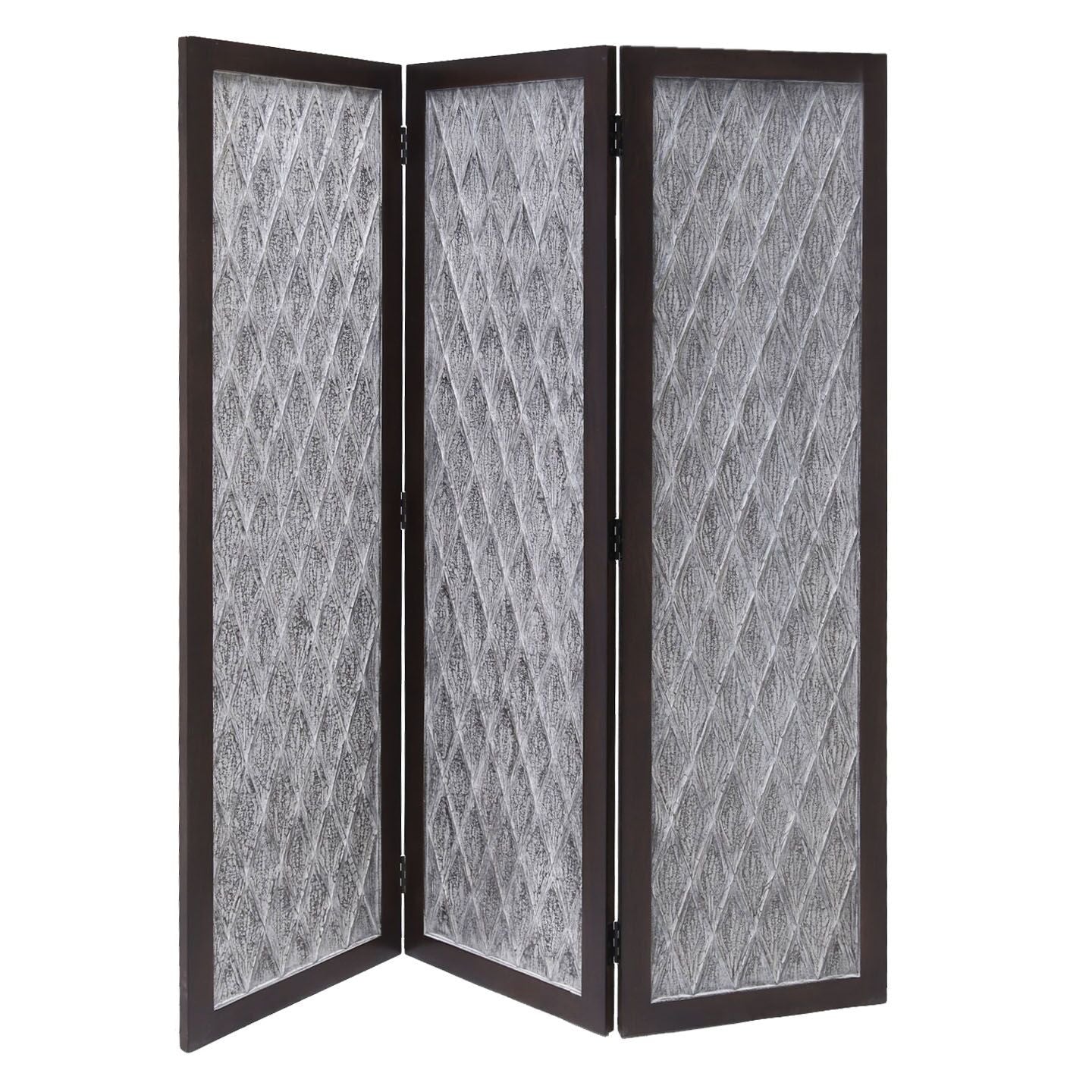 Versatile Dark Wood Three Panel Room Divider Screen By Homeroots | Room Dividers | Modishstore