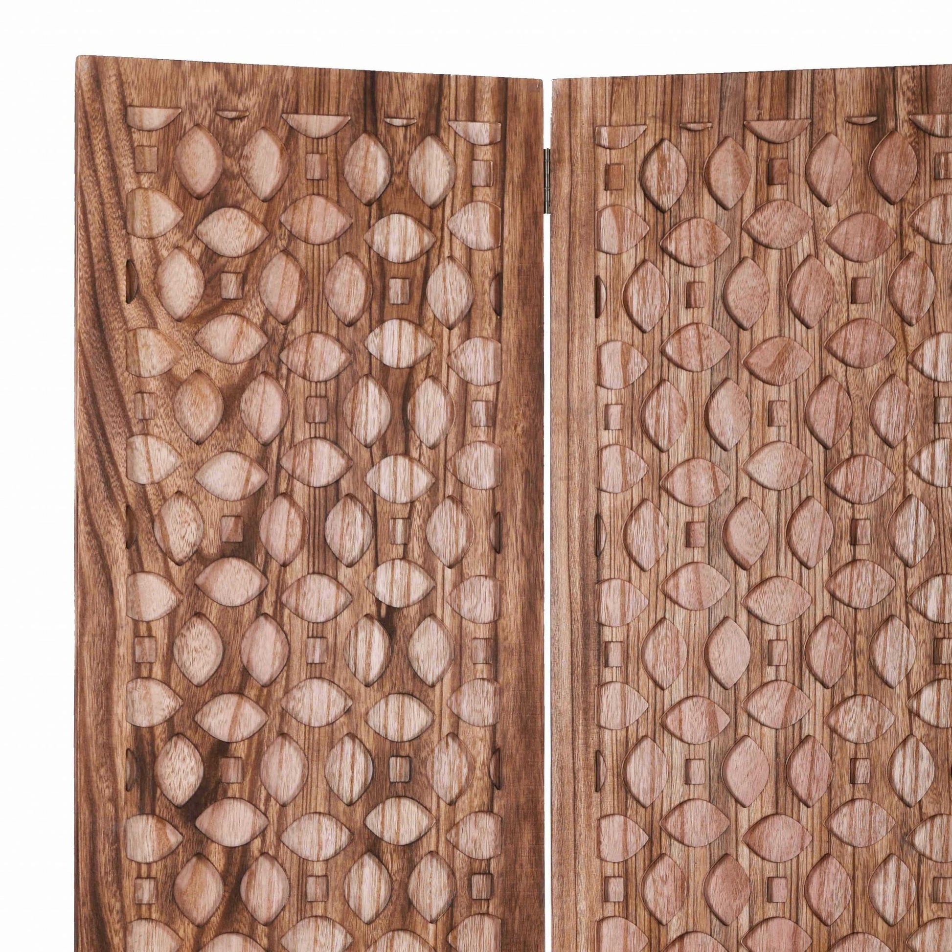 Stunning Carved Brown Wood Room Divider Screen By Homeroots | Room Dividers | Modishstore - 2