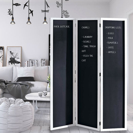 Black And White Wood Chalkboard - Screen By Homeroots | Room Dividers | Modishstore - 2