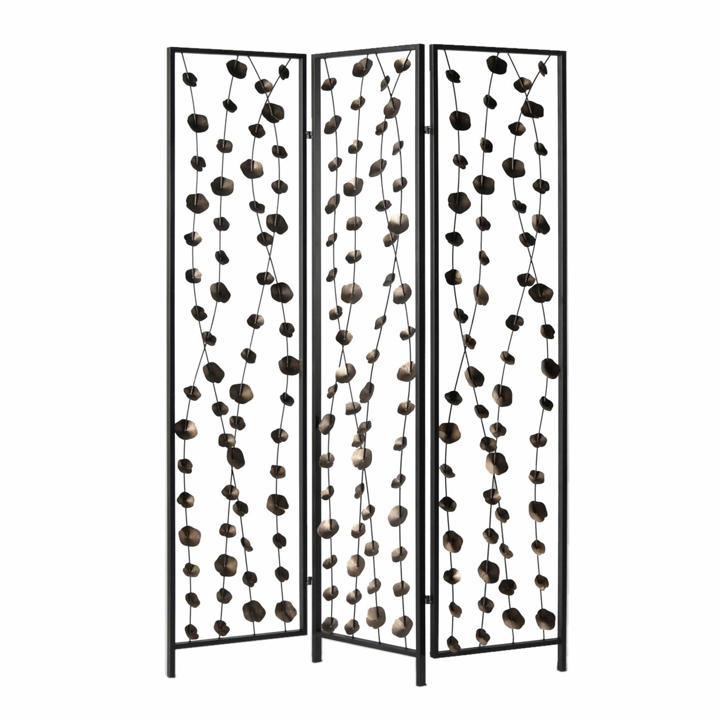Gray And Bronze Metal Falling Blooms Screen By Homeroots | Room Dividers | Modishstore - 3