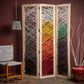 Multicolor Fabric And Wood Crisscross Screen By Homeroots | Room Dividers | Modishstore - 2