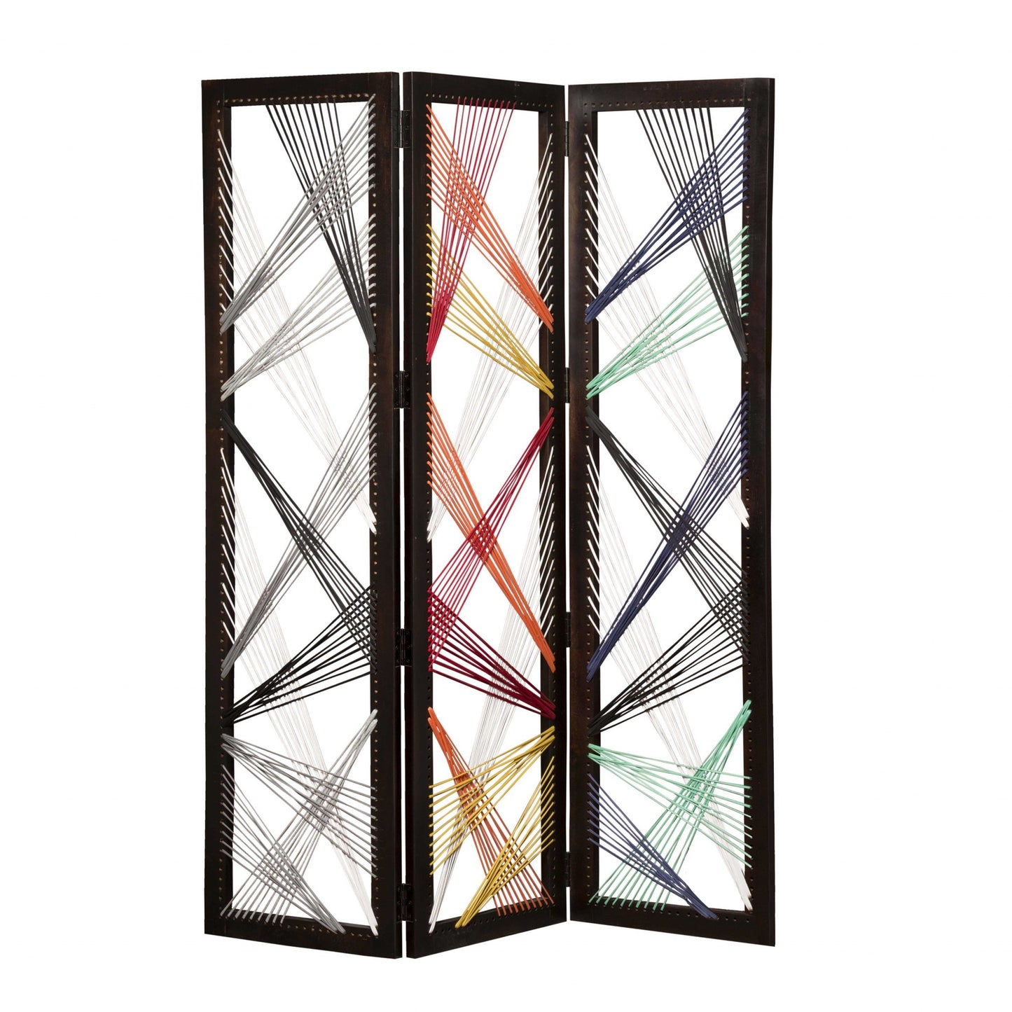Multicolor Fabric And Wood Crisscross Screen By Homeroots | Room Dividers | Modishstore - 4