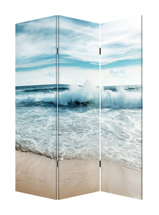 Multicolor Canvas Surf'S Up - 3 Panles Screen By Homeroots | Room Dividers | Modishstore