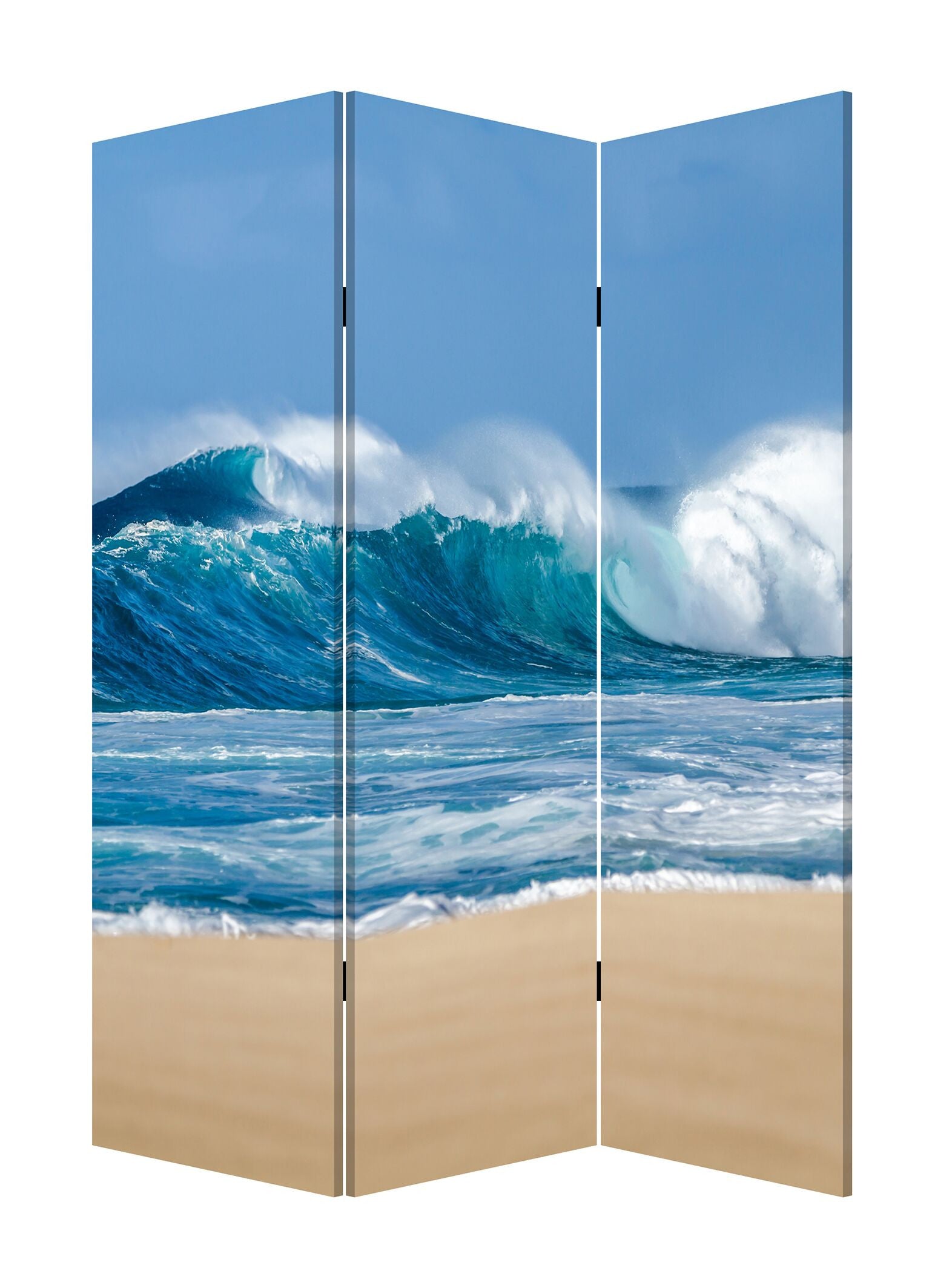 Multicolor Canvas Surf'S Up - 3 Panles Screen By Homeroots | Room Dividers | Modishstore - 2