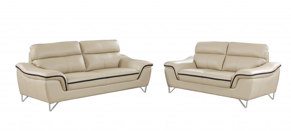 69'" X 36'" X 40'" Modern Beige Leather Sofa And Loveseat By Homeroots | Sofa Set | Modishstore - 5