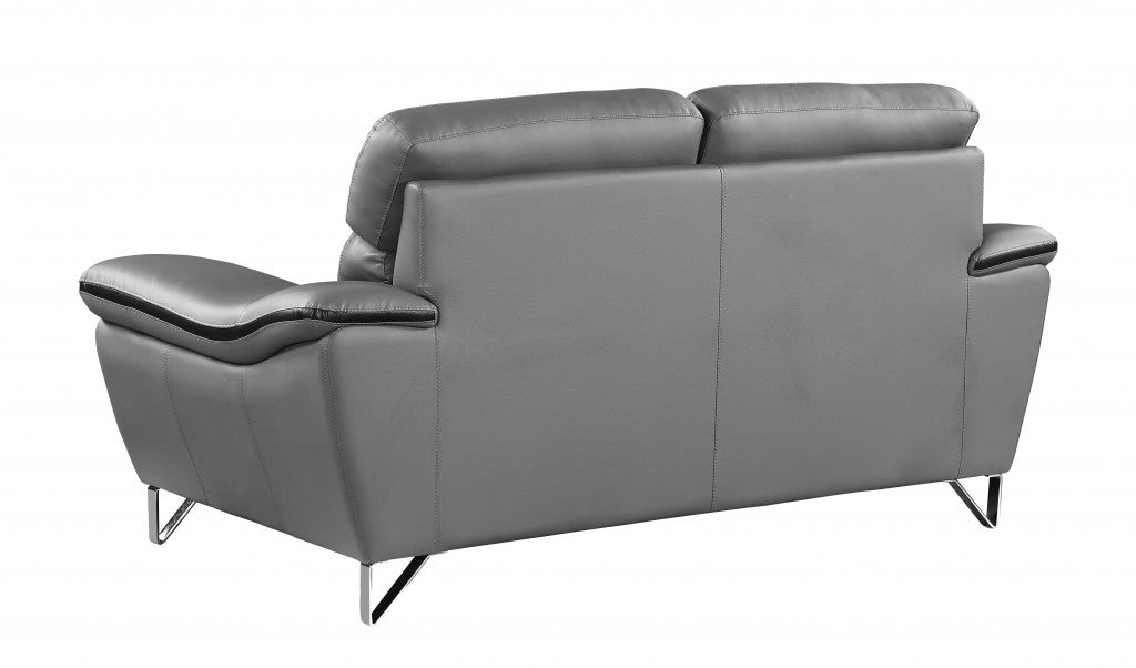 Modern Gray Leather Sofa And Loveseat By Homeroots - 343870 | Sofa Set | Modishstore - 5