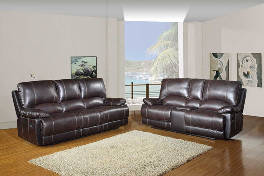 Modern Brown Sofa With Console Loveseat By Homeroots | Sofa Set | Modishstore