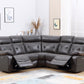 Modern Dark Gray Leather Sectional With Power Recliners By Homeroots