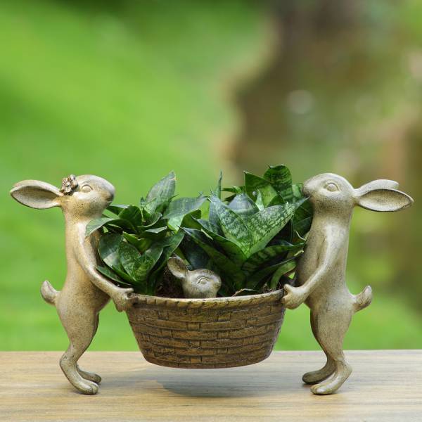 Rabbit Family Planter Holder By SPI Home | Outdoor Planters, Troughs & Cachepots | Modishstore-2
