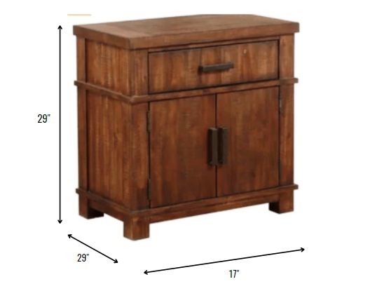 Cherry Oak Wood Nightstand By Homeroots - 347155 | Nightstands | Modishstore - 3