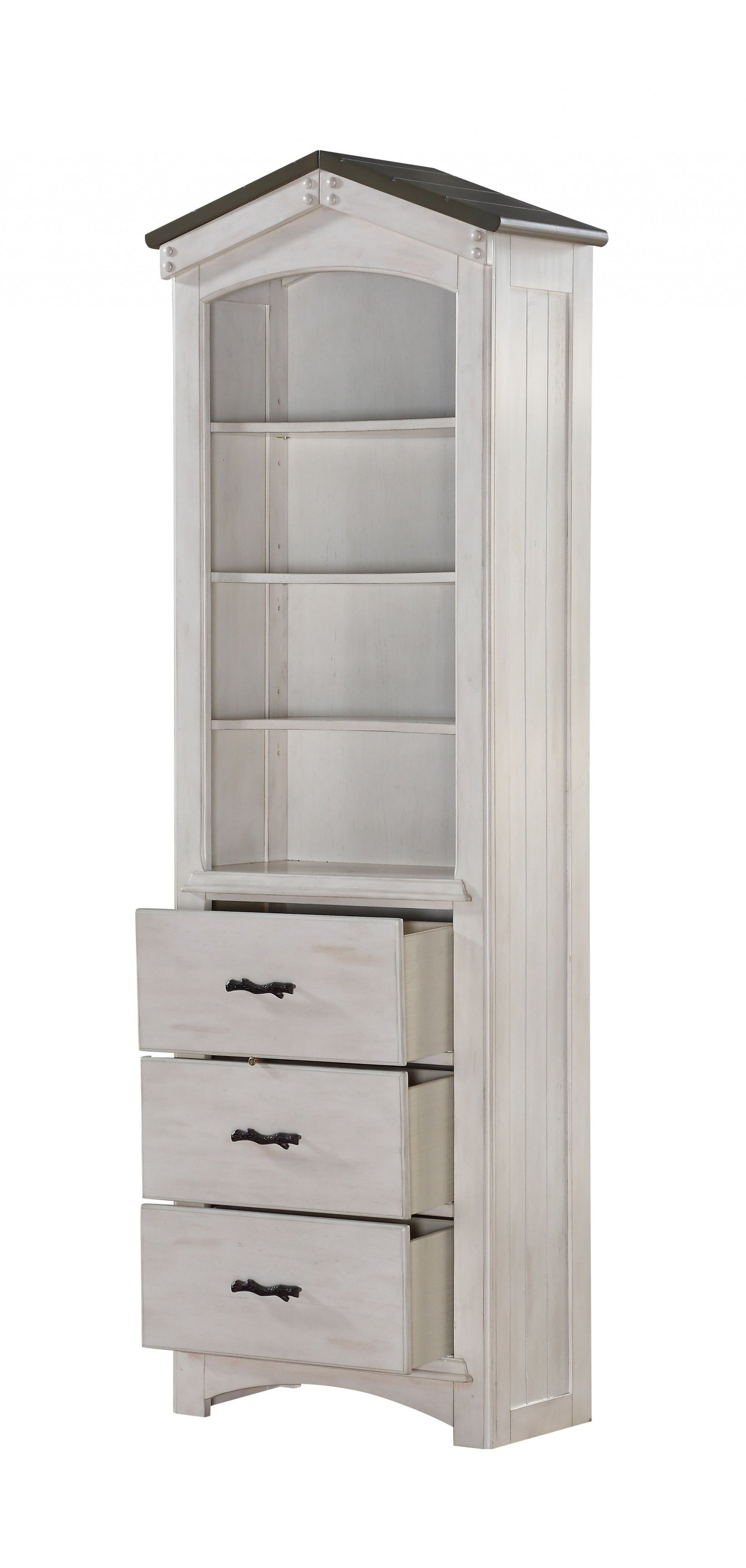 Weathered White Washed Gray Wood Bookcase By Homeroots - 347189 | Bookcases | Modishstore - 3