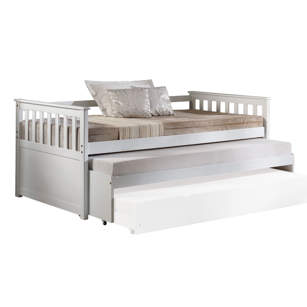 White Wood Daybed Pull-Out Bed By Homeroots | Daybeds | Modishstore