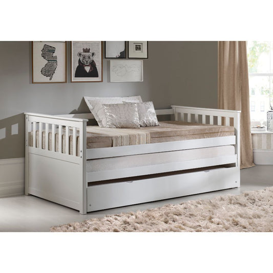 White Wood Daybed Pull-Out Bed By Homeroots | Daybeds | Modishstore - 4