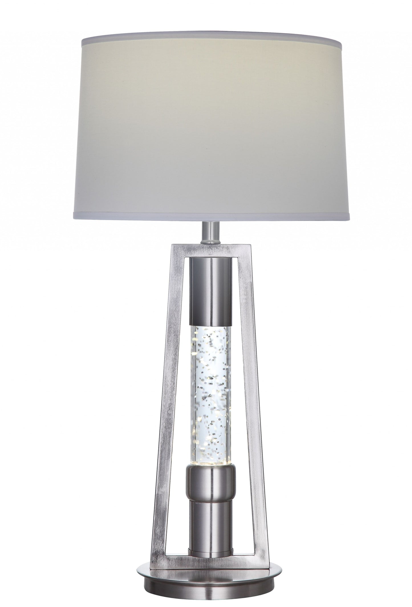 Brushed Nickel Metal Glass LED Shade Table Lamp By Homeroots - 347217 | Table Lamps | Modishstore