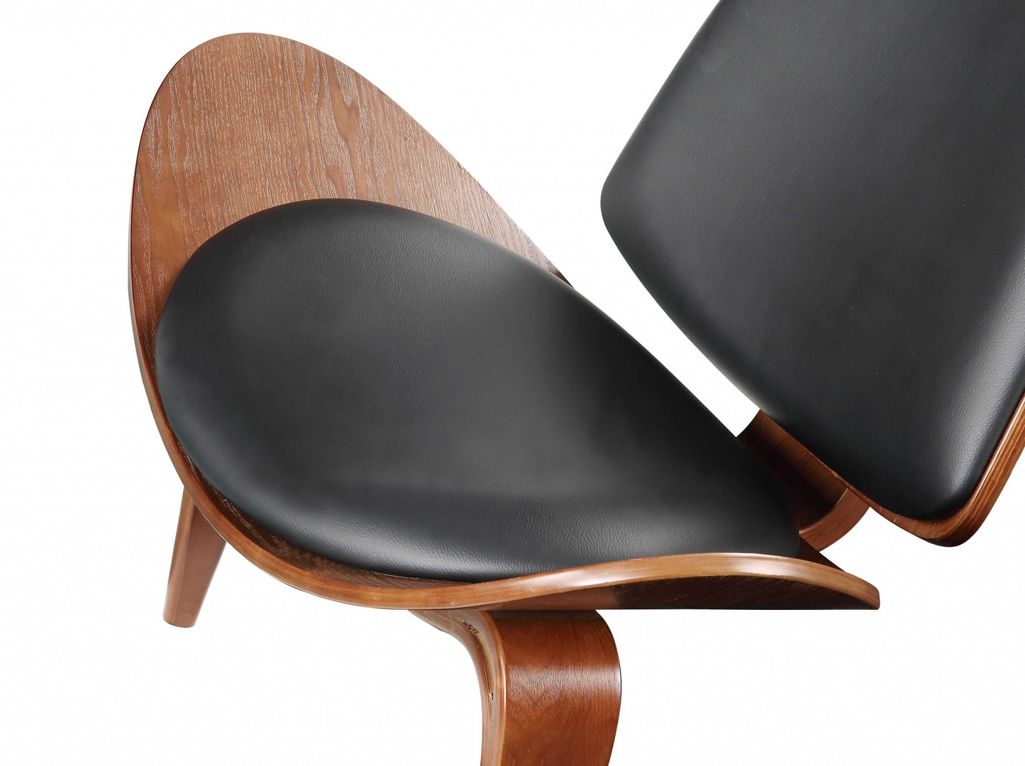 Black Bonded Leather Walnut Wood Upholstered (Seat) Accent Chair By Homeroots | Accent Chairs | Modishstore - 3