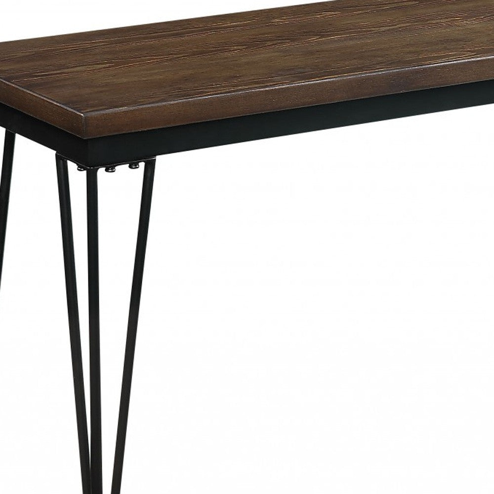 Walnut Black Metal Wood Bench By Homeroots | Benches | Modishstore - 6