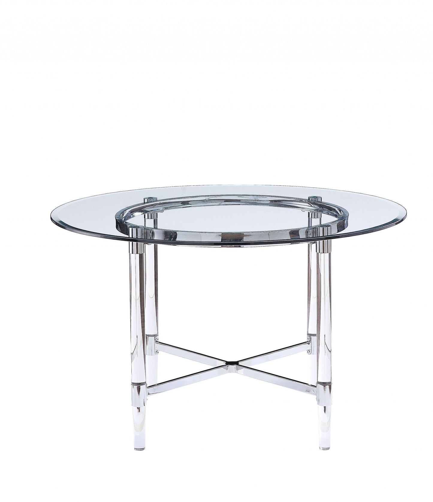 48' Striking Round Glass And Acrylic Dining Table By Homeroots | Dining Tables | Modishstore - 3
