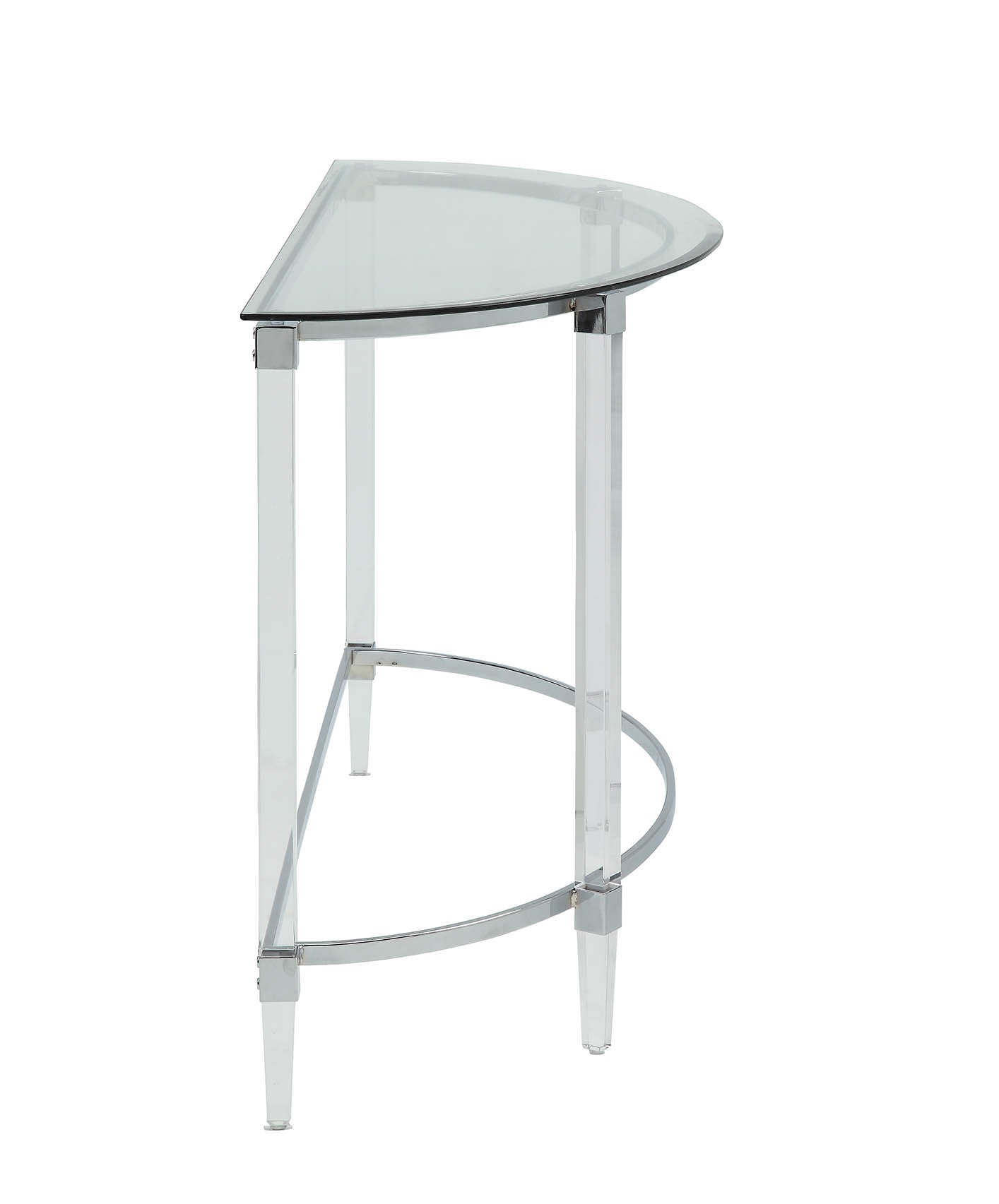 Clear Acrylic Chrome Glass Metal Sofa Table By Homeroots | Console Tables | Modishstore - 3