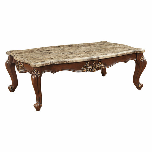 Marble Walnut Wood Coffee Table By Homeroots - 347392 | Coffee Tables | Modishstore