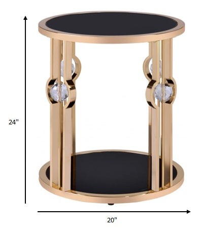 Metal Glass End Table and Gold & Black Glass By Homeroots | End Tables | Modishstore - 5