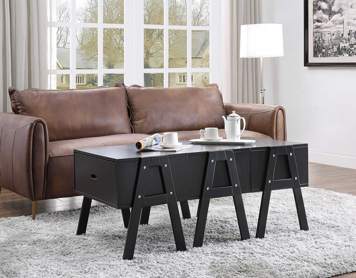 Sleek Black Rectangular Convertible Coffee Table By Homeroots | Coffee Tables | Modishstore - 3