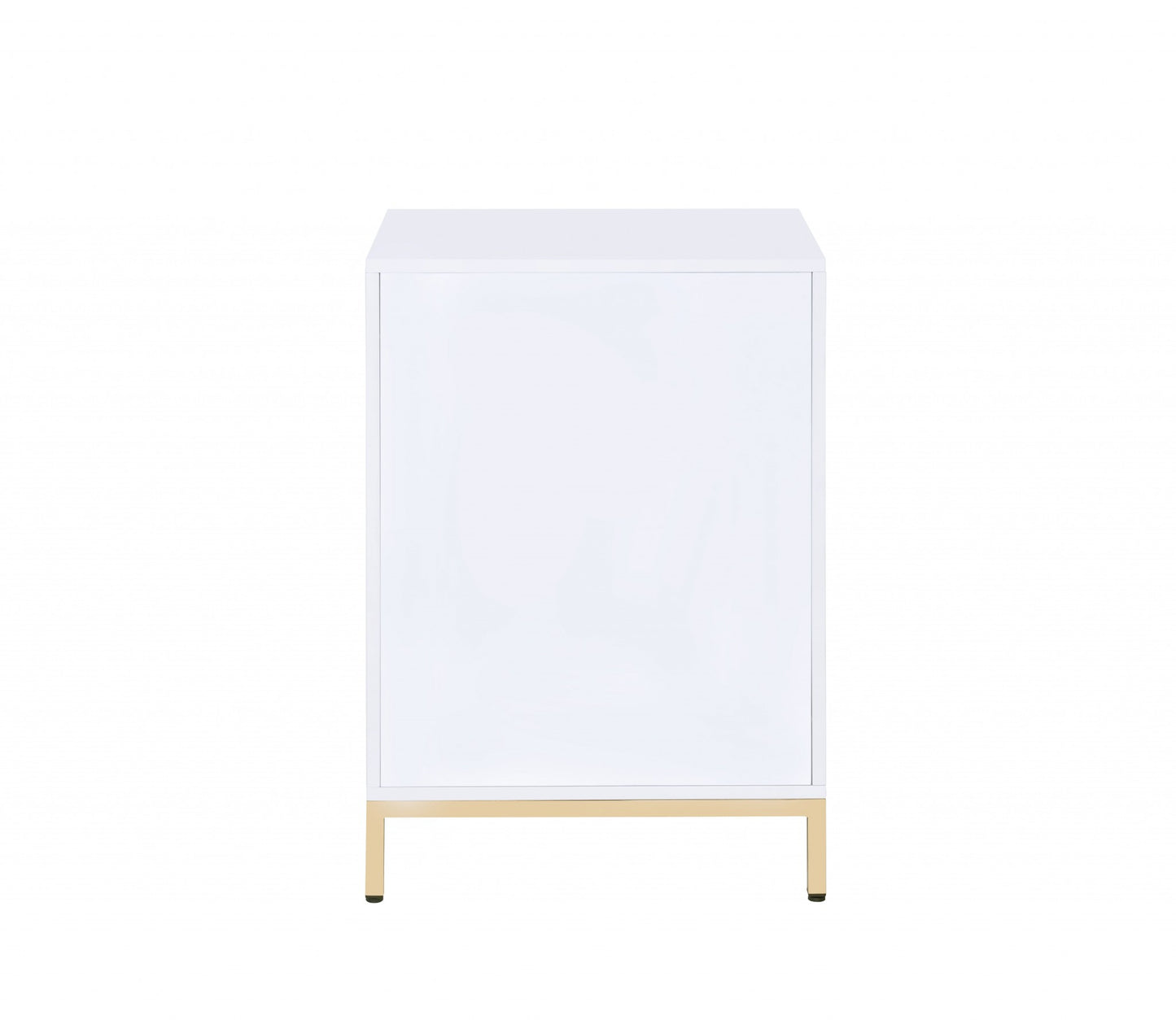 White High Gloss Gold Metal Wood Cabinet By Homeroots | Shelves & Shelving Units | Modishstore - 3