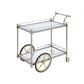 Silver Gold Clear Glass Metal Casters Serving Cart By Homeroots | Bar Carts | Modishstore