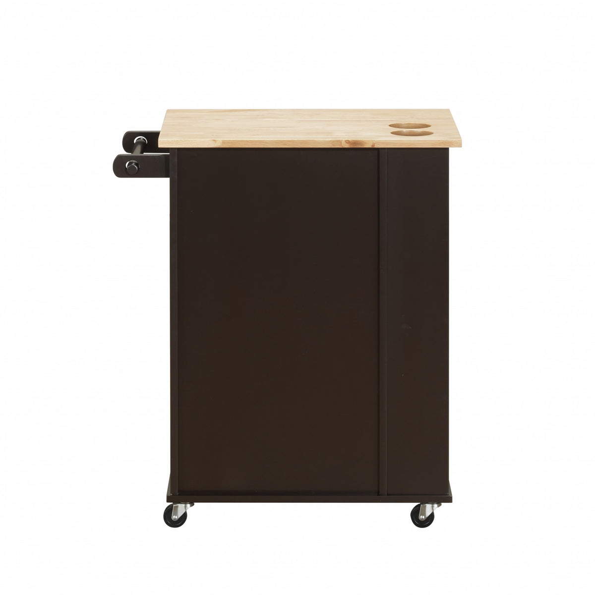 Natural Wenge Wood Casters Kitchen Cart By Homeroots | Bar Carts | Modishstore - 3