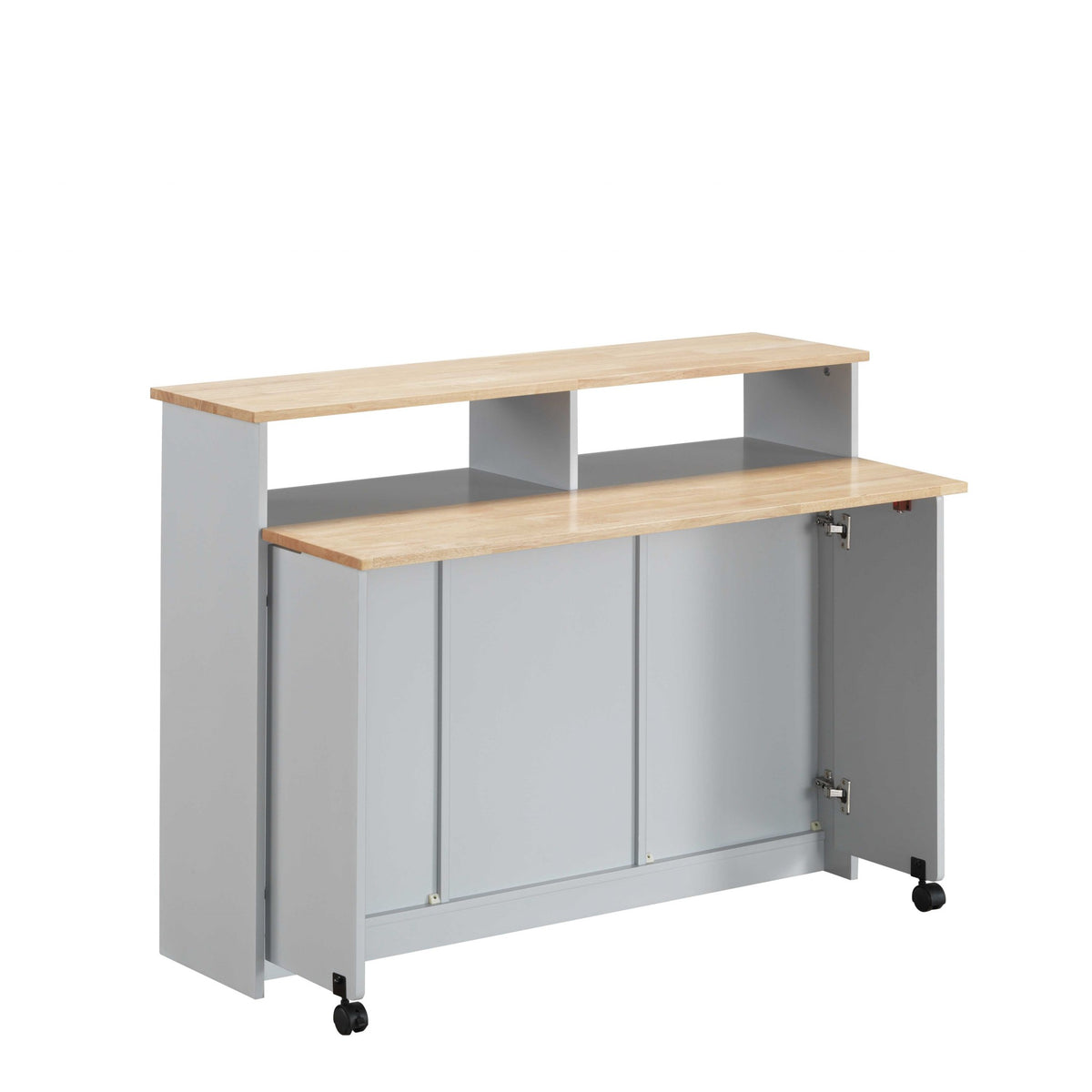 Natural Gray Wood Casters Kitchen Cart By Homeroots | Bar Carts | Modishstore - 3