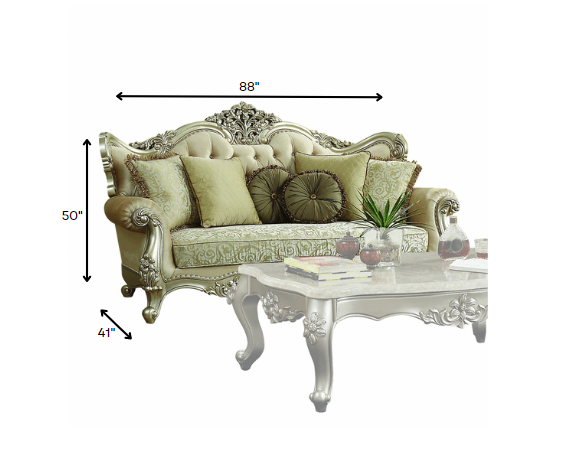 41" X 88" X 50" Fabric Champagne Upholstery Wood Legtrim Sofa W7 Pillows By Homeroots | Sofas | Modishstore - 3