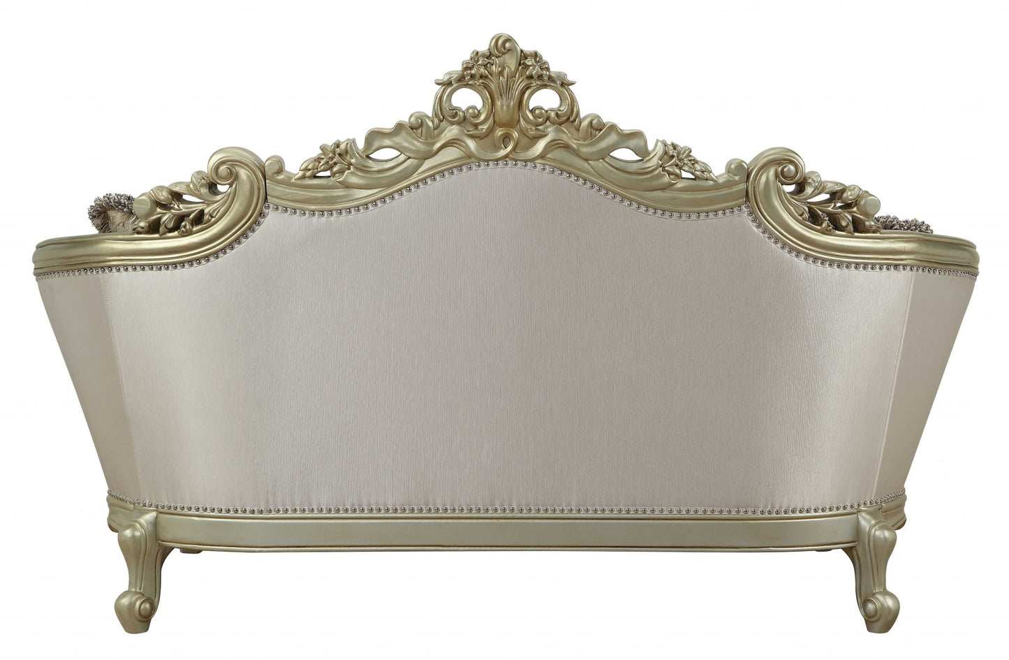 Fabric Antique White Upholstery Poly-Resin Loveseat w Pillows By Homeroots | Loveseats | Modishstore - 3