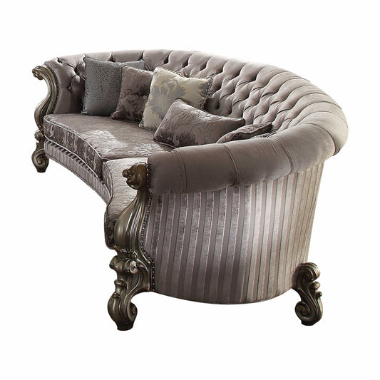 Velvet Antique Platinum Upholstery Poly Resin Sofa w Pillows By Homeroots - 348646 | Sofas | Modishstore