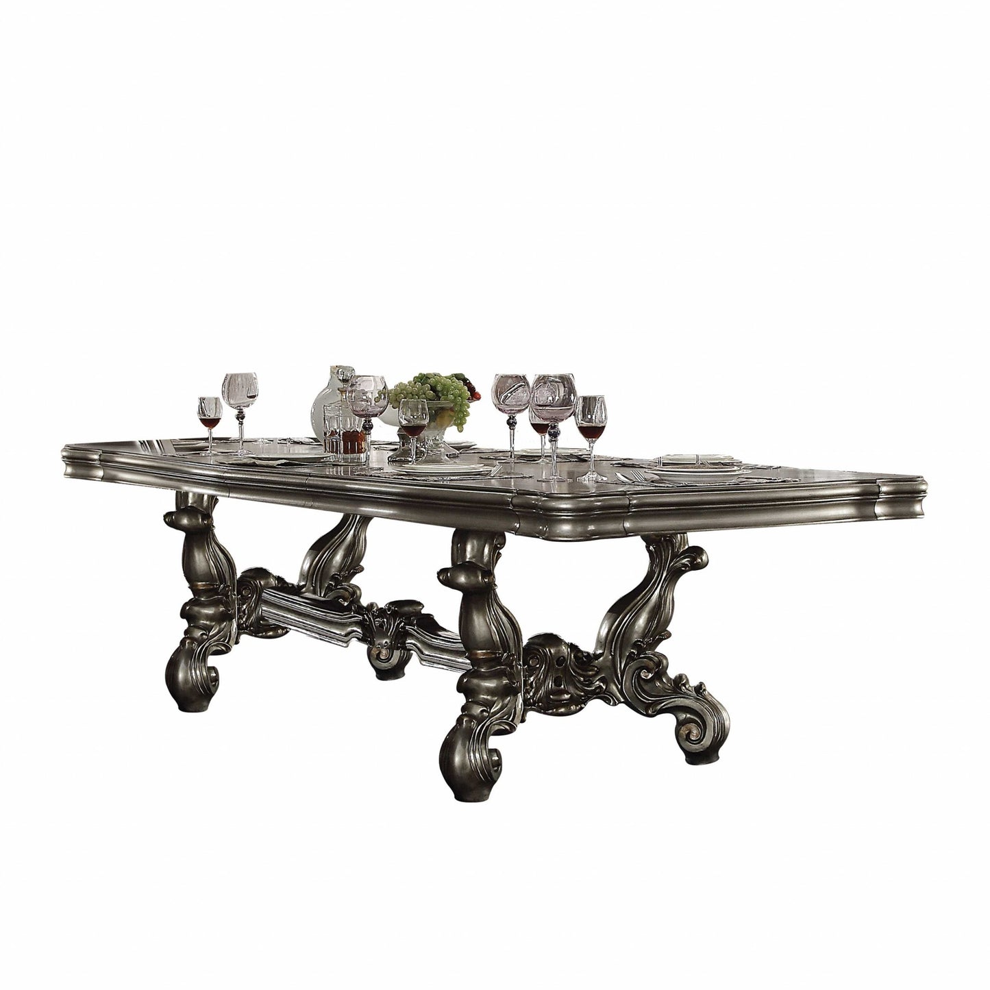 Antique Platinum Wood Poly Resin Dining Table (L) By Homeroots - 348652 | Dining Tables | Modishstore - 2