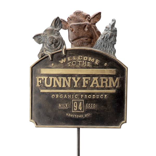 Funny Farm Garden Sign on Stake (Pig, Cow & Rooster) By SPI Home | Outdoor Decor | Modishstore-3